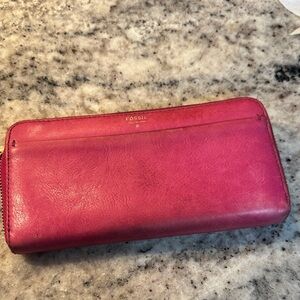 Fossil Vibrant Pink Leather Wallet